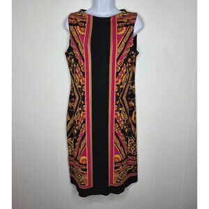 Evo Vorro Womens Black Floral Sheath Dress Size L Sleeveless Stretchy